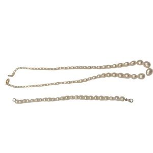 Cultured pearl necklace with 14k clasp 9 inch & bracelet set top quality luster